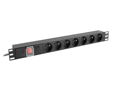 Listwa zasilająca Lanberg Rack PDU 1U / 2 m / 7 gniazd / czarna