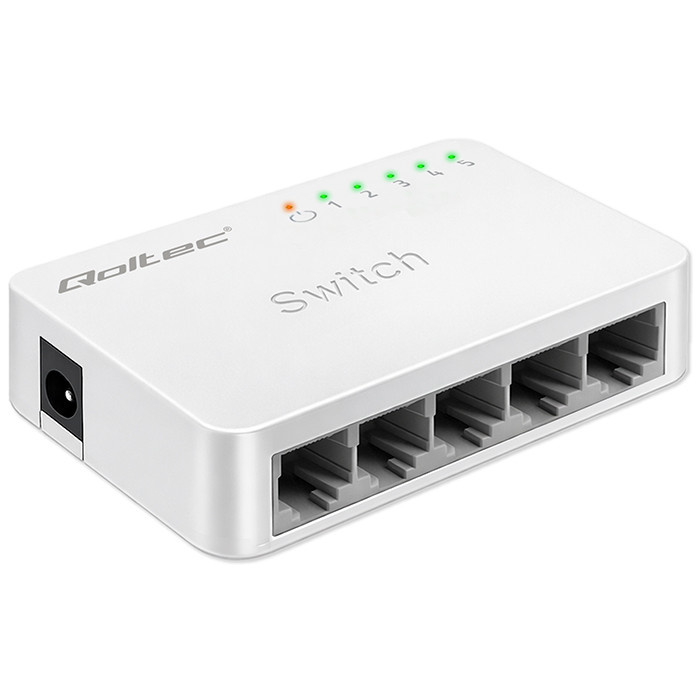 Switch Przełącznik Sieciowy Qoltec | Gigabit 1000Mbps | Biały