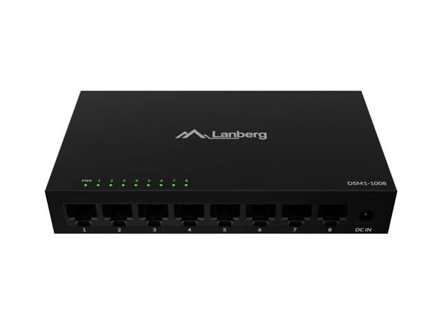 Switch 8-portowy Lanberg DSM1-1008 Gigabit | Metalowy 12V