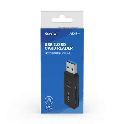 Czytnik kart SD Savio AK-64, USB 3.0, 5 Gbps
