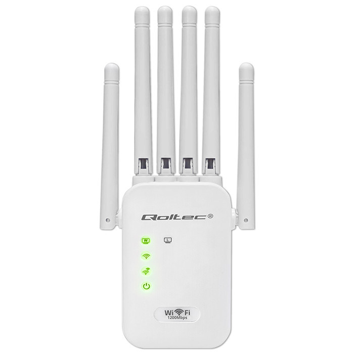 Wzmacniacz Sygnału Qoltec WiFi 5 DualBand AC1200 | 6 Anten | Repeater AP