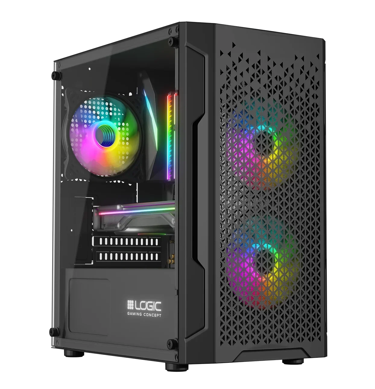 Nowy gamingowy Logic Aramis czarny ARGB MINI AMD Ryzen 5 4500 3,6 GHz / 16 GB / 480 SSD / Win 11 + Nvidia RTX 5060 [8GB] 