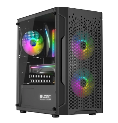 Nowy gamingowy Logic Aramis czarny ARGB MINI AMD Ryzen 7 7700 3,8 GHz / 16 GB / 960 SSD / Win 11 + Nvidia RTX 5060 [8 GB]