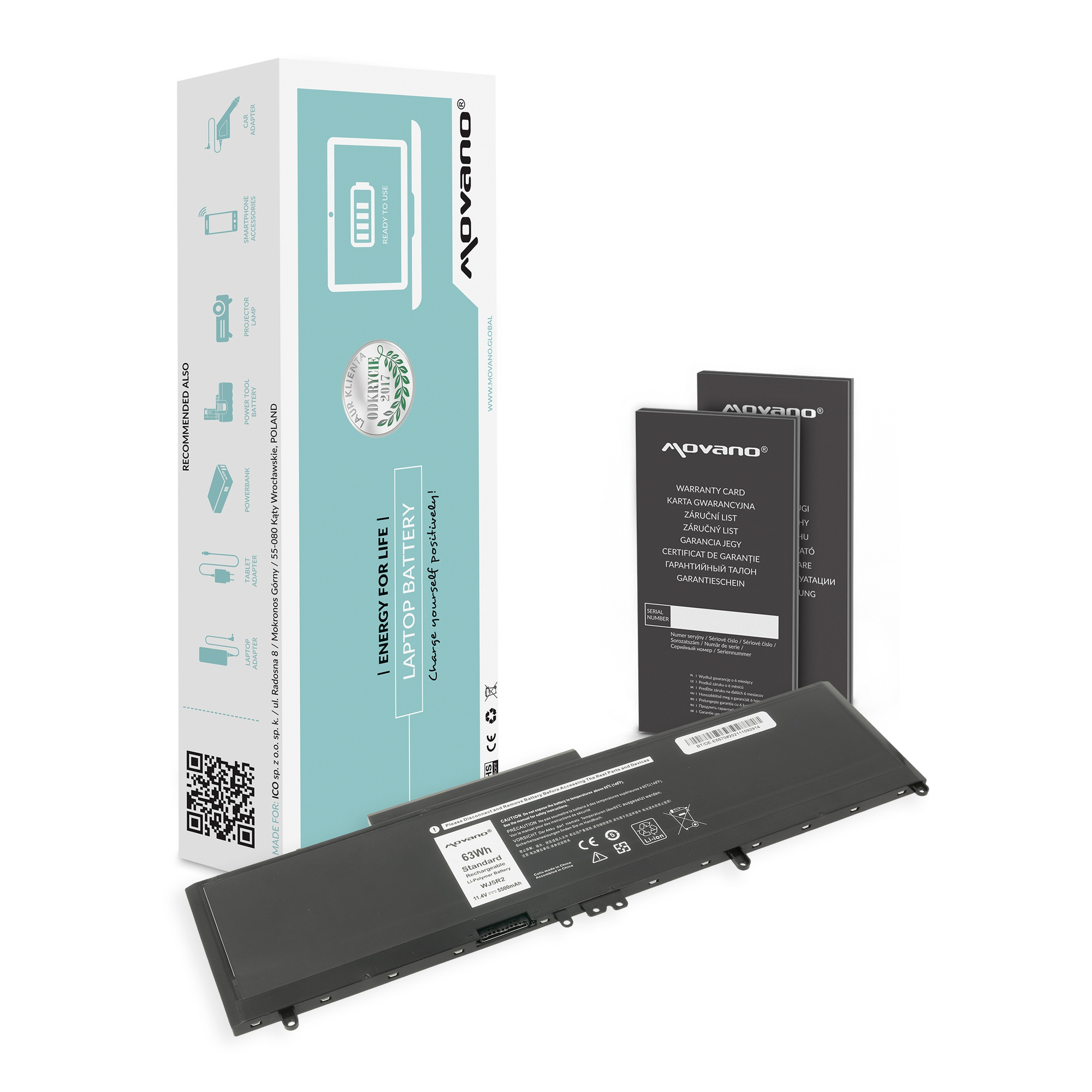 Bateria Movano do Dell Latitude E5570 (5500mAh) - 11.4V BT/DE-E5570