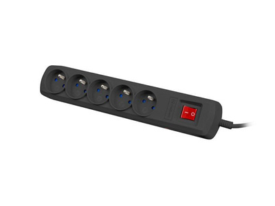 Listwa zasilająca Natec Bercy 400 / 1,5 m / 5 gniazd / wyłącznik / czarna (zamiennik Acar)
