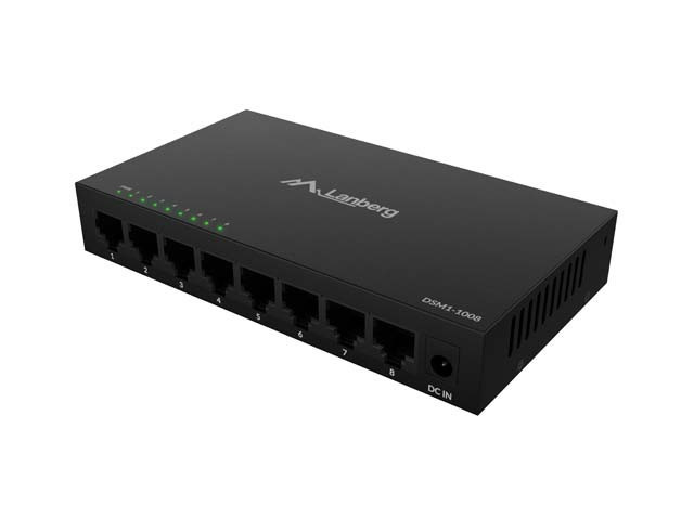 Switch 8-portowy Lanberg DSM1-1008 Gigabit | Metalowy 12V