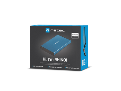Obudowa, kieszeń zewnętrzna na dysk HDD SSD SATA Natec Rhino Go 2,5'' USB 3.0 niebieska