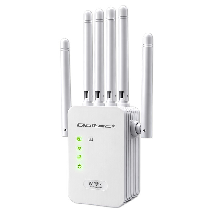 Wzmacniacz Sygnału WiFi Qoltec N300 | 6 Anten | Repeater AP