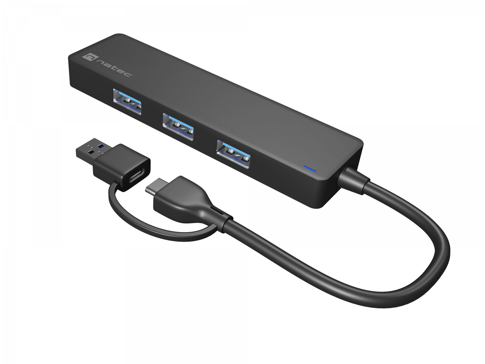 HUB USB-C 3.0 Natec Mayfly 4xUSB 3.0  USB-C z adapterem USB-A