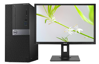 Zestaw Dell Optiplex 5055 Tower AMD Ryzen 5 Pro 1500 3,5 GHz / 16 GB / 480 SSD /  Win 11 Prof.  + Nvidia GeForce GTX 1650 z monitorem Asus BE24A (czarny)