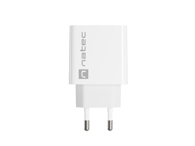 Ładowarka sieciowa Natec RIBERA 20W | 5-12V | 1.66-3A | 1 x USB Typu C PD | Biała