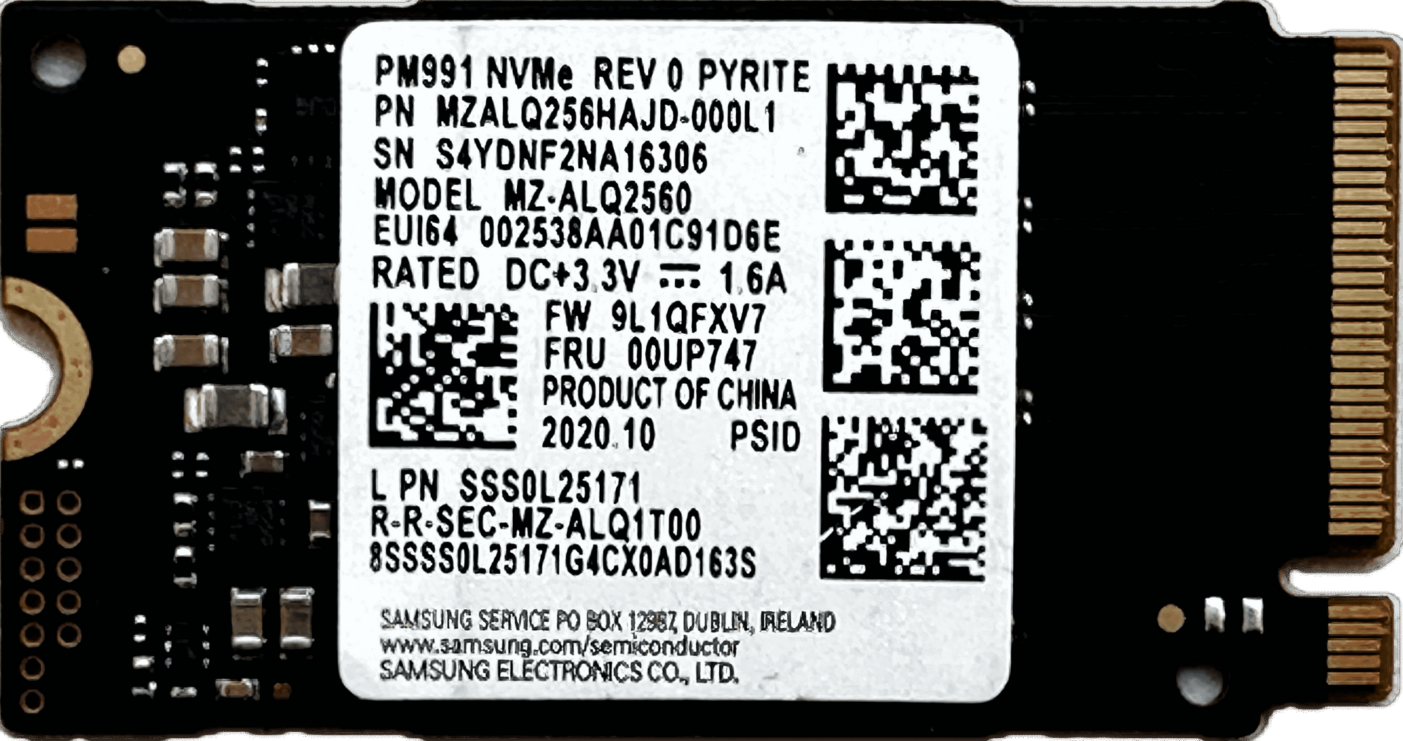 Dysk SSD NVMe / Samsung PM991 / 256 GB / M.2 2242 PCIe