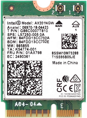 Karta sieciowa bezprzewodowa Intel AX201NGW M.2 do Lenovo, HP Wi-Fi 6 2,4 Gb/s