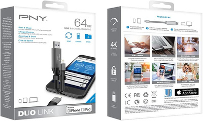 Pendrive PNY Duo Link 64 GB  USB 3.0 + Lightning