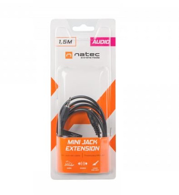 Przedłużacz kabla MiniJack 3-pin (M) do MiniJack 3-pin (F) 1.5 m, Natec NKA-0539
