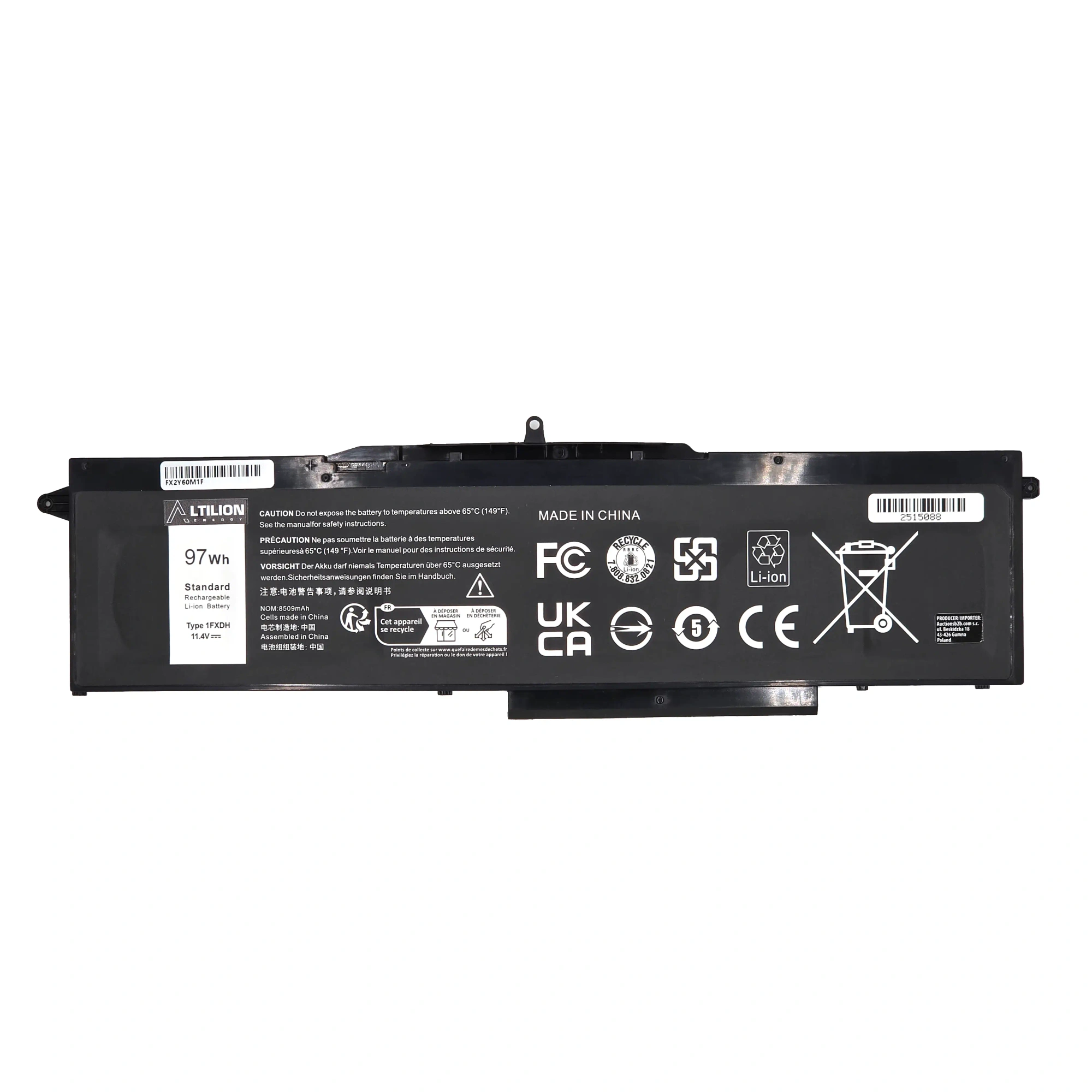 Bateria do Dell Latitude 5501, 5511, 3541, 3551 - 1FXDH - 11,4V - 97 Wh