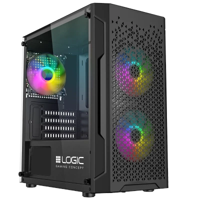Nowy gamingowy Logic Aramis czarny ARGB MINI AMD Ryzen 5 5600 3,5 GHz / 16 GB / 960 SSD / Win 11 + Nvidia GeForce RTX 3060 [12 GB]