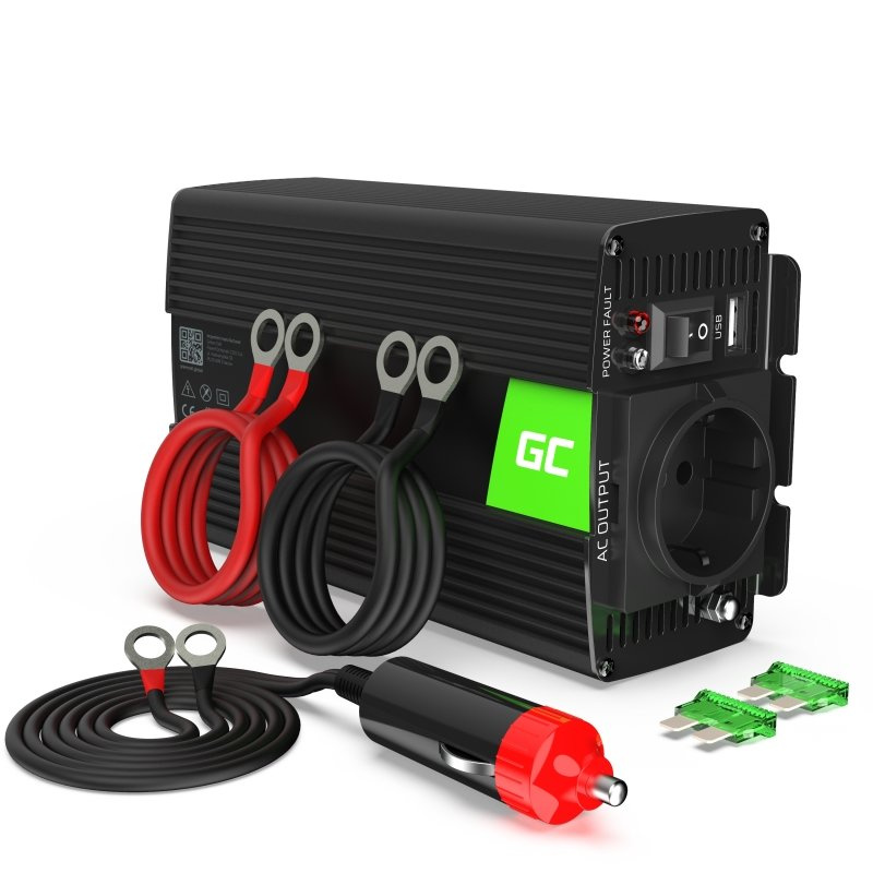 Przetwornica napięcia Inwerter Green Cell INV03DE 12V na 230V 500W / 1000W, modyfikowana sinusoida