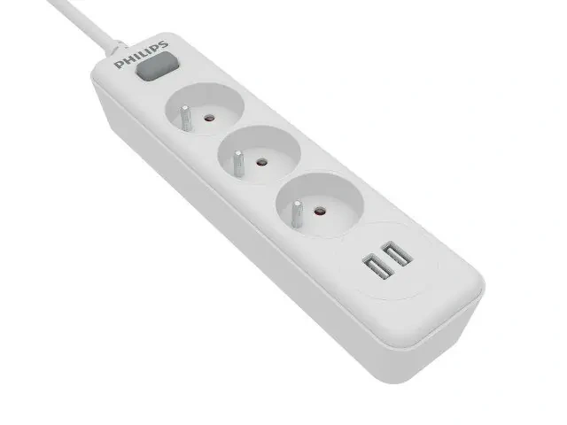 Listwa zasilająca antyprzepięciowa Philips SPN3032WA/60 / 2 m / 3 gniazda / biała