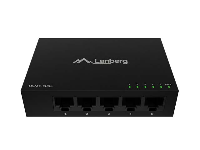 Switch 5-portowy Lanberg DSM1-1005 Gigabit | Metalowy 12V
