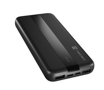 Powerbank Natec Trevi Slim NPB-1921 10000 mAh 2xUSB-A + 1xUSB-C, czarny