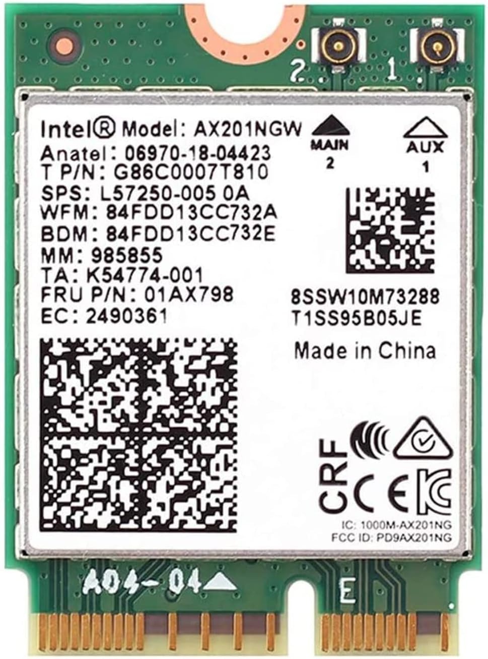 Karta sieciowa bezprzewodowa Intel AX201NGW M.2 do Lenovo, HP Wi-Fi 6 2,4 Gb/s