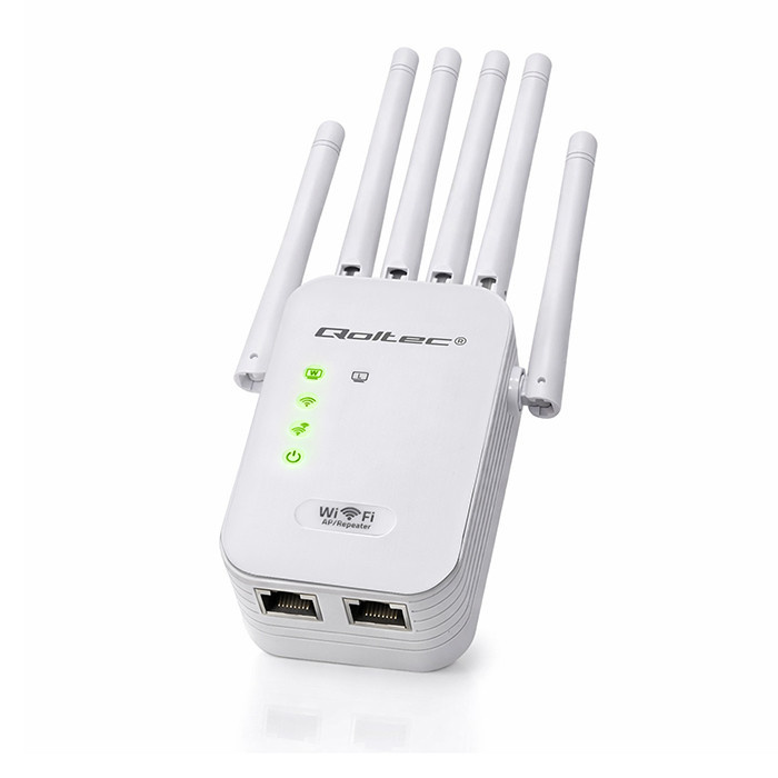 Wzmacniacz Sygnału WiFi Qoltec N300 | 6 Anten | Repeater AP