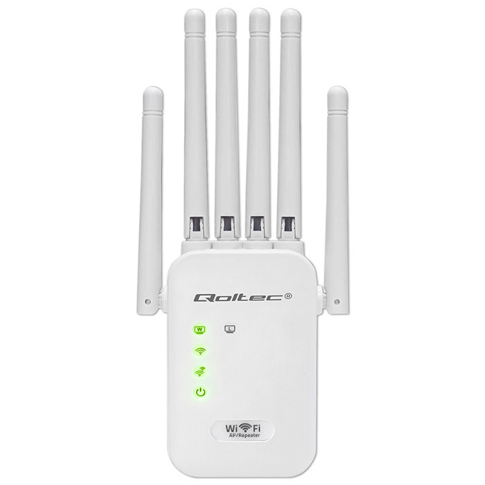 Wzmacniacz Sygnału WiFi Qoltec N300 | 6 Anten | Repeater AP