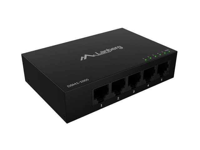 Switch 5-portowy Lanberg DSM1-1005 Gigabit | Metalowy 12V