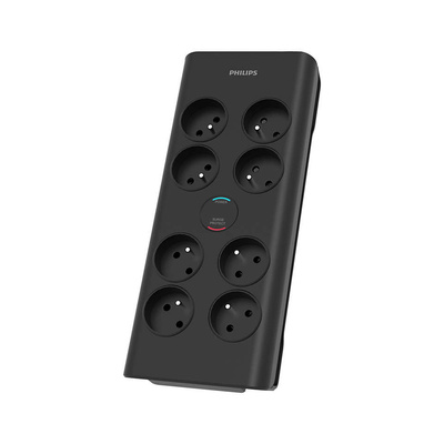 Listwa zasilająca antyprzepięciowa Philips SPN7080BA/60 / 2 m / 8 gniazd / czarna