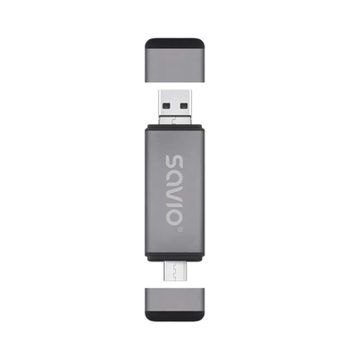 Czytnik kart Savio AK-72 SD 3w1, USB-C+USB 2.0+Micro USB