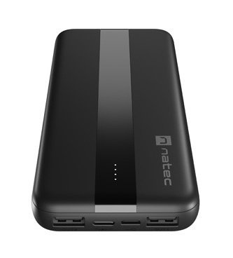 Powerbank Natec Trevi Slim NPB-1921 10000 mAh 2xUSB-A + 1xUSB-C, czarny