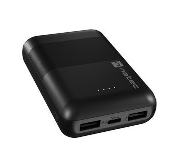 Powerbank Natec Trevi Compact NPB-1941 10000 mAh 2xUSB-A + 1xUSB-C, czarny