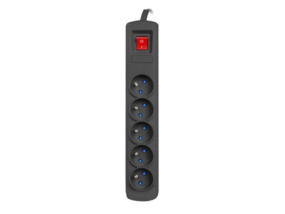 Listwa zasilająca Natec Bercy 400 / 1,5 m / 5 gniazd / wyłącznik / czarna (zamiennik Acar)