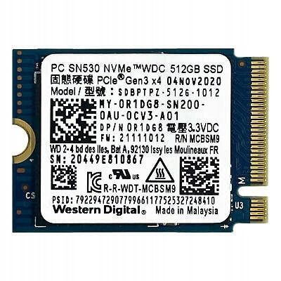 Dysk SSD NVMe / Western Digital SN520 / 512 GB / M.2 PCIe 3.0