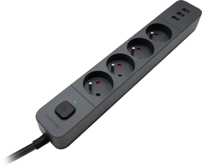 Listwa zasilająca Defender SFS 133 / 1,5 m / 4 gniazda / czarna / 3 x USB