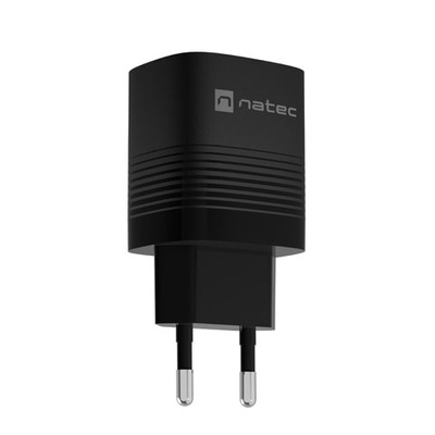 Ładowarka sieciowa Natec RIBERA GAN 30W | 5-12V | 2.5-3.4A | 1 x USB-A QC 3.0 | 1 x USB-C PD | Czarna