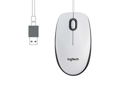 Mysz optyczna przewodowa Logitech M100 (USB) / biała