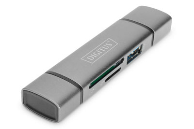 Nowy Czytnik kart pamięci Digitus / USB C / USB 3.0 / SD / Micro SD / aluminium szary