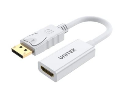 Nowy adapter Unitek DisplayPort -> HDMI / 20 cm / biały