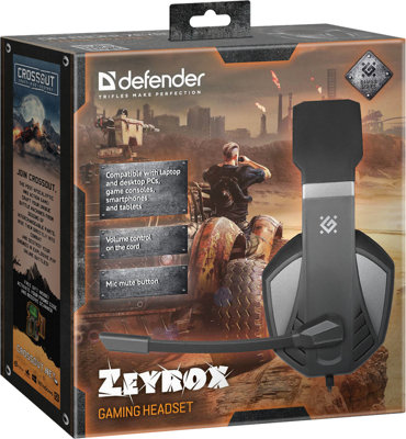 Przewodowe słuchawki nauszne DEFENDER Zeyrox z mikrofonem / gamingowe