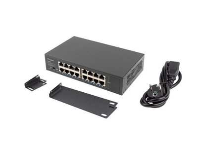 Switch LANBERG RSGE-16 / 16 portów / 1 Gbps / Gigabit Ethernet / rack 10''/19''